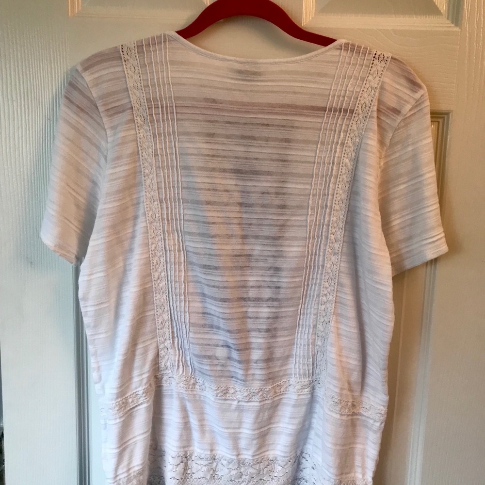 ❤️5 for$20❤️Lucky Brand White and Blue Short Sleeve Tee - Picture 5 of 9